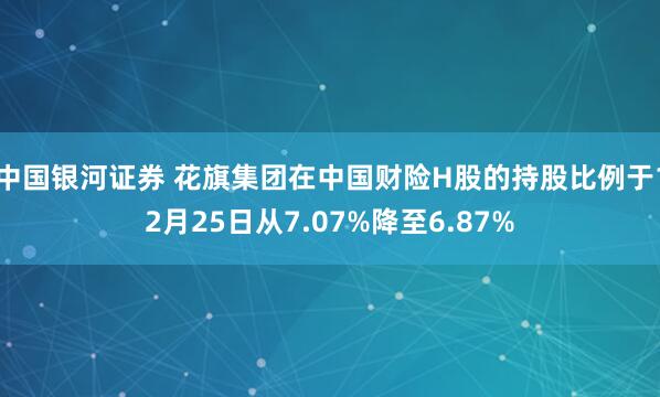 中国银河证券 花旗集团在中国财险H股的持股比例于12月25日从7.07%降至6.87%